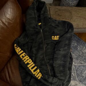 Caterpillar Black Camo Zip-Up with Yellow Accents